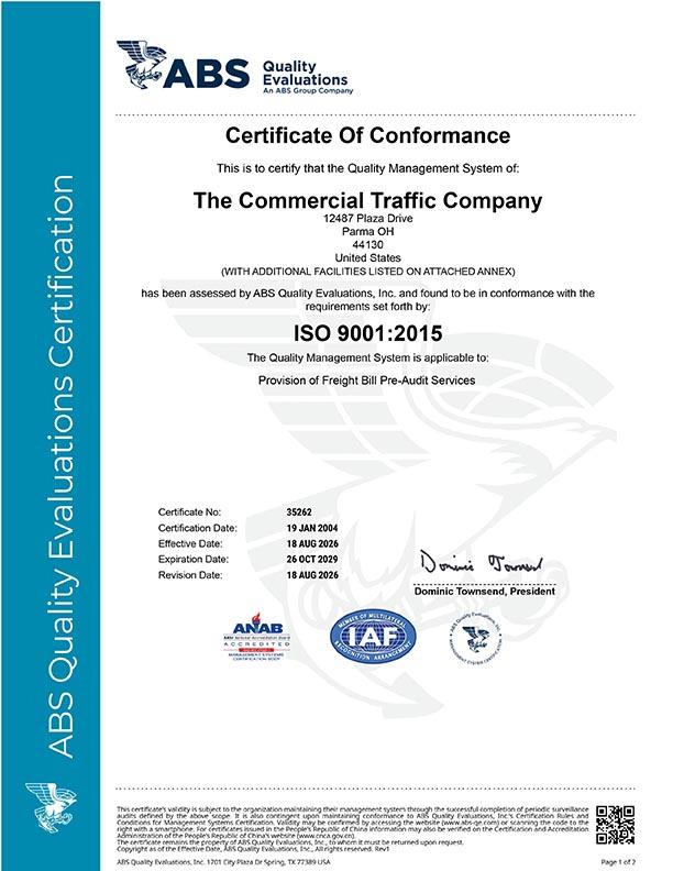 ISO certificate